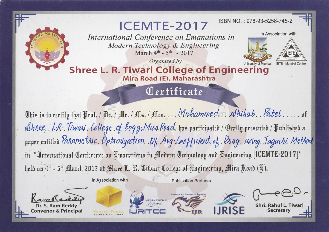 International Conference on Emanations in Modern Technology and Engineering (ICEMTE)